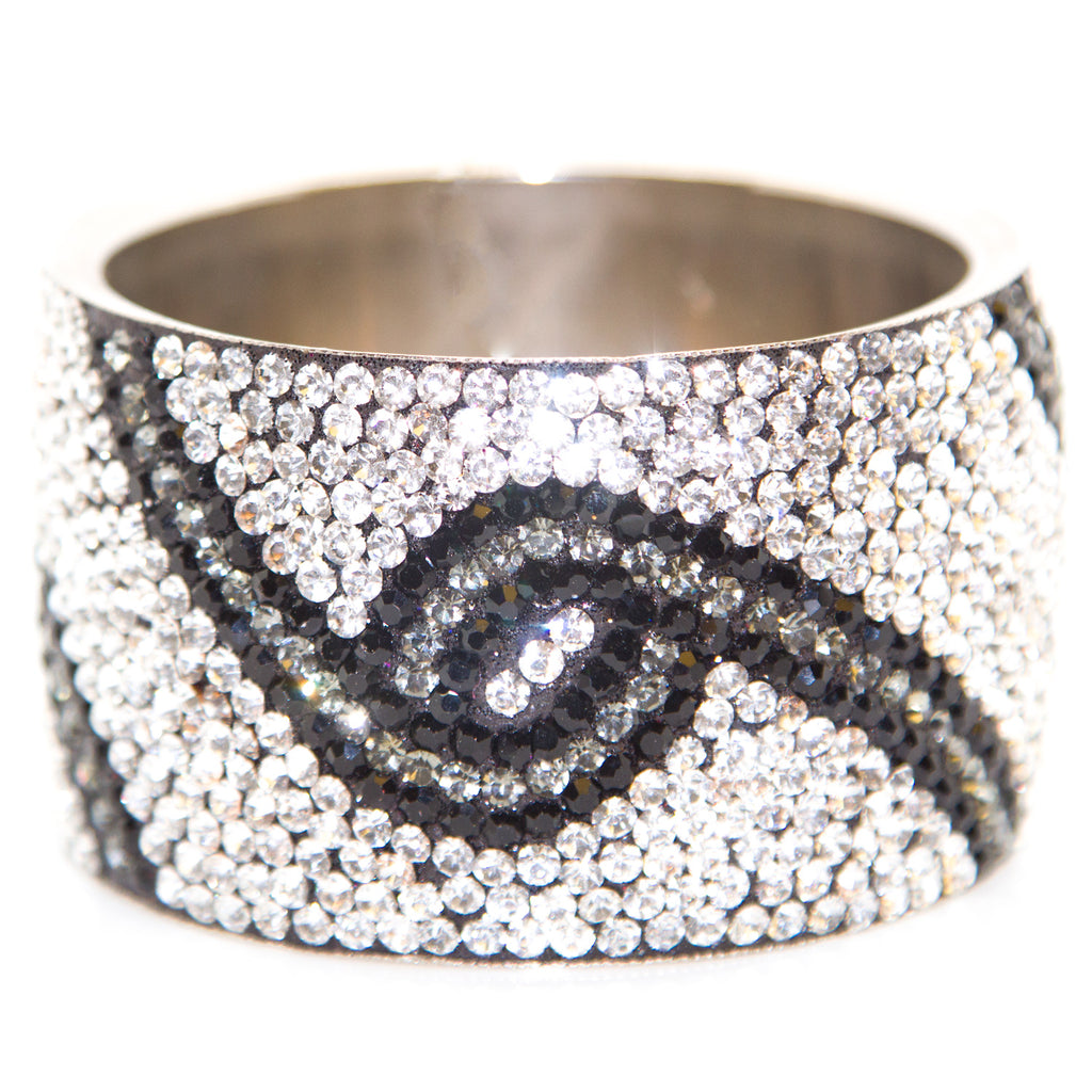 Chamak by Priya Kakkar Women's 1 3/4" Rhinestone Bangle Rose Black & Grey