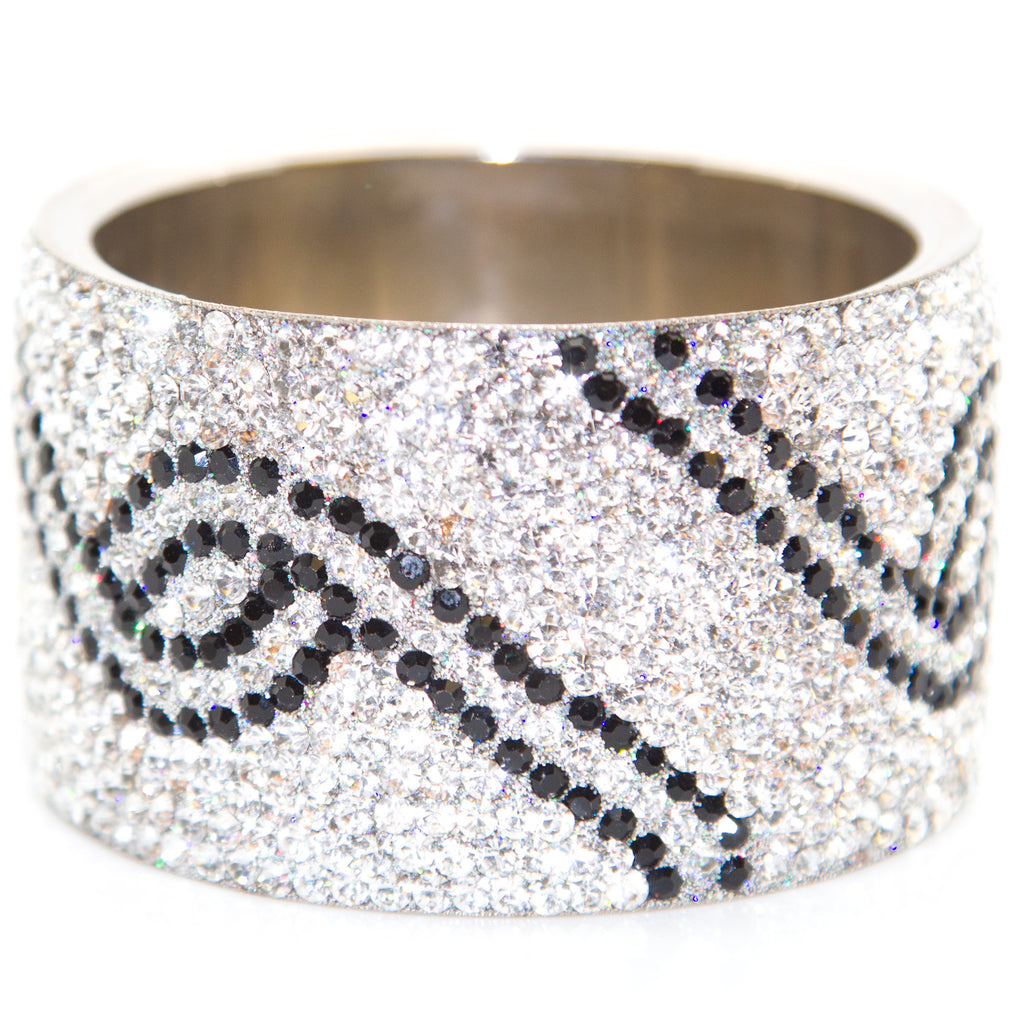 Chamak by Priya Kakkar Women's 1 3/4" Rhinestone Bangle Black & White