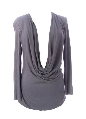 JULES & JIM Maternity Women's Graphite Cowl Neck Blouse H08240 z M $109 NEW