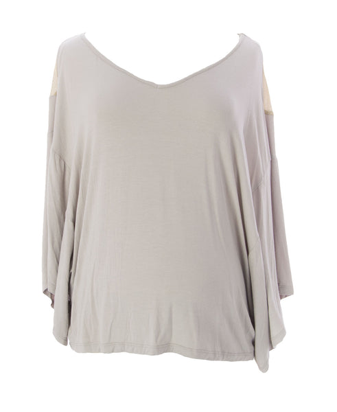 JULES & JIM Maternity Women's Beige/Gold Top w/Mesh Back H12232 Sz M $98 NEW