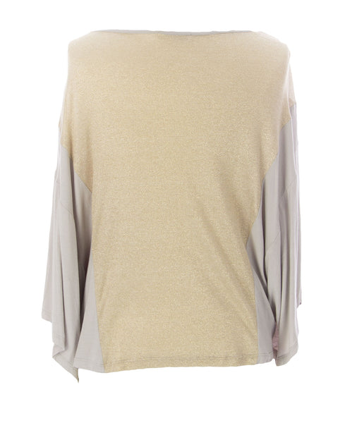 JULES & JIM Maternity Women's Beige/Gold Top w/Mesh Back H12232 Sz M $98 NEW