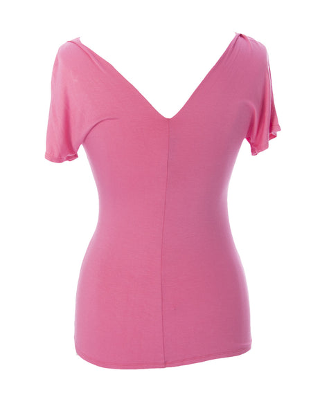 JULES & JIM Maternity Women's Hot Pink Ruffled Front Top J11261 Sz M $98 NEW