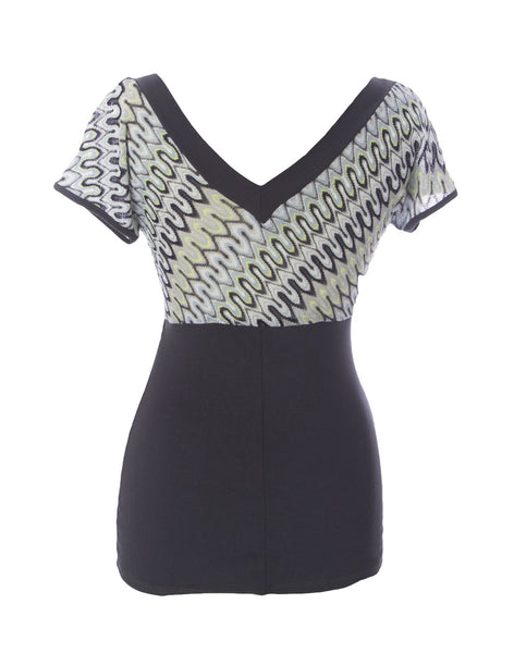 JULES & JIM Maternity Women's Grey/Multi V-Neck Blouse J13251 Sz M $89 NEW