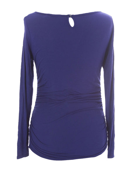 JULES & JIM Maternity Women's indigo V-Neck Blouse J282 Size M $92 NEW