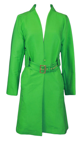 ELIZABETH MCKAY Jolly Green Long Sleeve Belted Julia Jacket 6071 $295 NWT