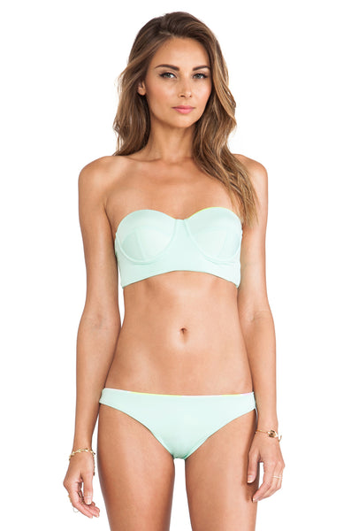 ZINKE Women's Mint Contrast Trim Katie Bustier Bikini Top $88 NEW