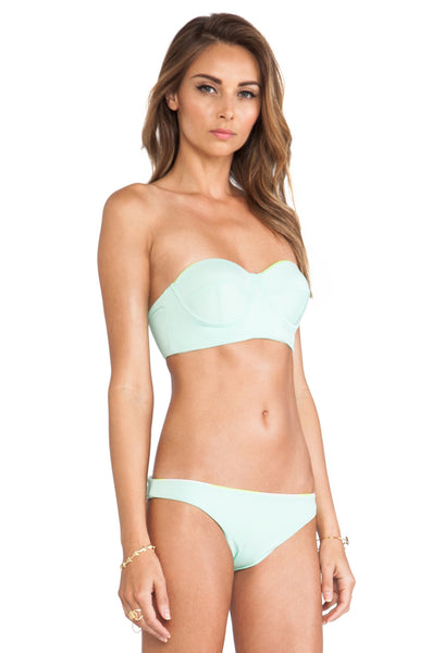 ZINKE Women's Mint Contrast Trim Katie Bustier Bikini Top $88 NEW