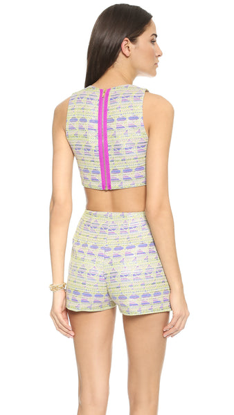 ZINKE Women's Yellow Metallic Cover-up Leighton Crop Top $198 NEW