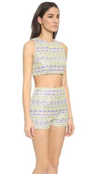 ZINKE Women's Yellow Metallic Cover-up Leighton Crop Top $198 NEW