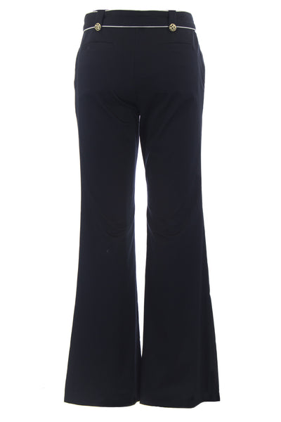 ELIZABETH MCKAY Navy & Whisper White Waist Tie Libby Dress Pants 1011 $195 NWT