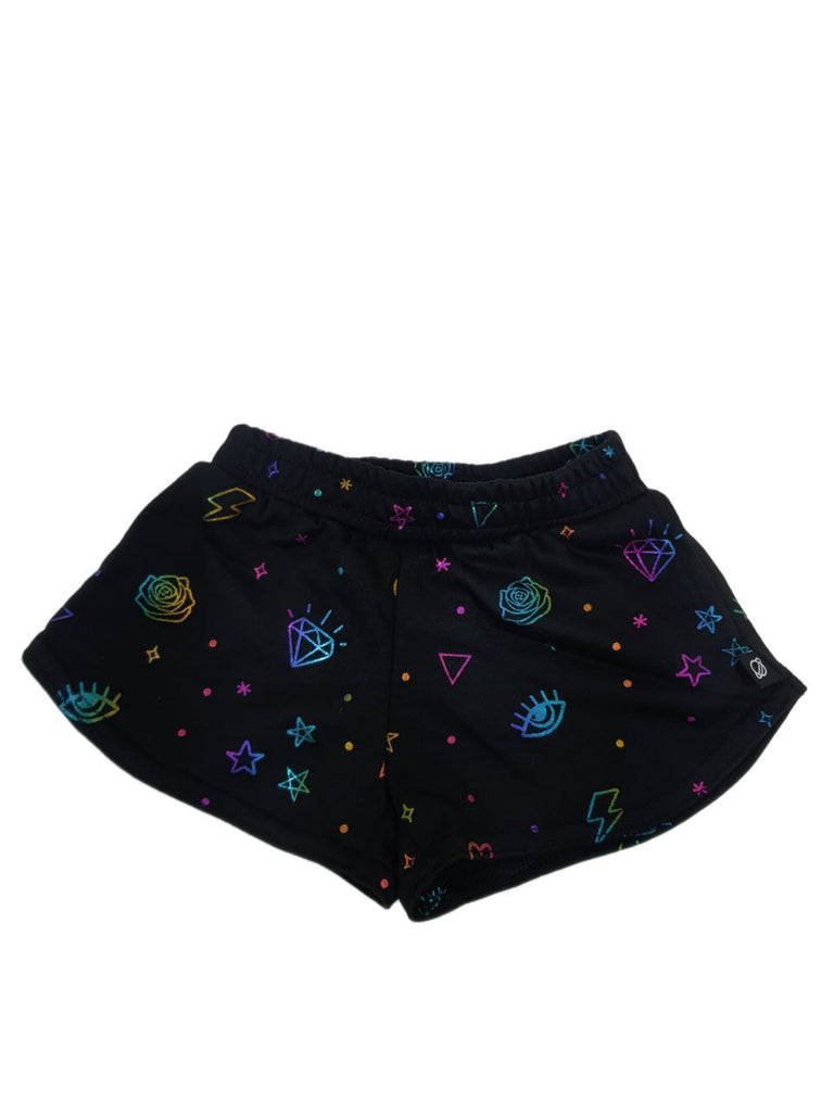 TEREZ Baby Girl's Black  Rainbow Foil Shorts #32068710 NWT