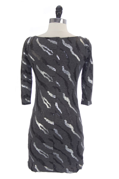 VON VONNI Women's Gray Sequinned London-C Elbow Sleeve Dress $170 NEW
