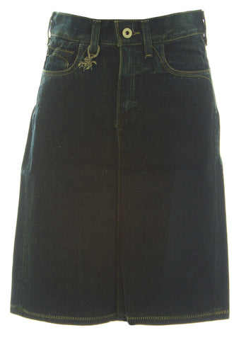 LOOMSTATE Women's Dusk Tutor Knee-Length Slit Denim Pencil Skirt NEW
