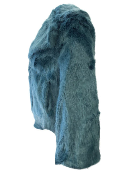 UNREAL FUR Women's Blue Vegan Fur Madam Butterfly Jacket #8900435 Small NWT
