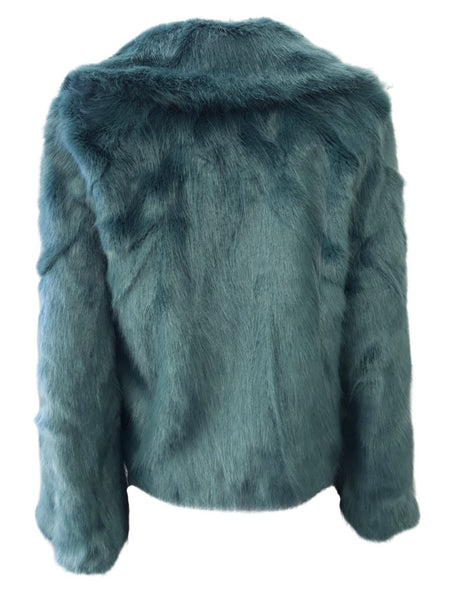 UNREAL FUR Women's Blue Vegan Fur Madam Butterfly Jacket #8900435 Small NWT