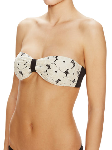 ZINKE Women's Black Lace Over-Lay Luella Bandeau Bikini Top $88 NEW