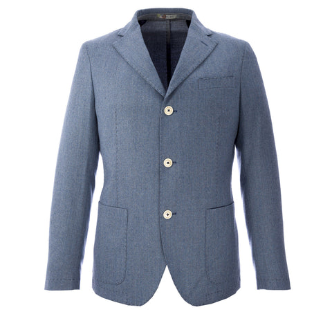 MANUEL RITZ Heather Blue Fleece Wool Suit Jacket 113A3919X Sz IT 50 $368 NWT