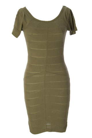 SURFACE TO AIR Women's Khaki Ribbed Melia T Bodycon Dress Sz 36 $160 NEW