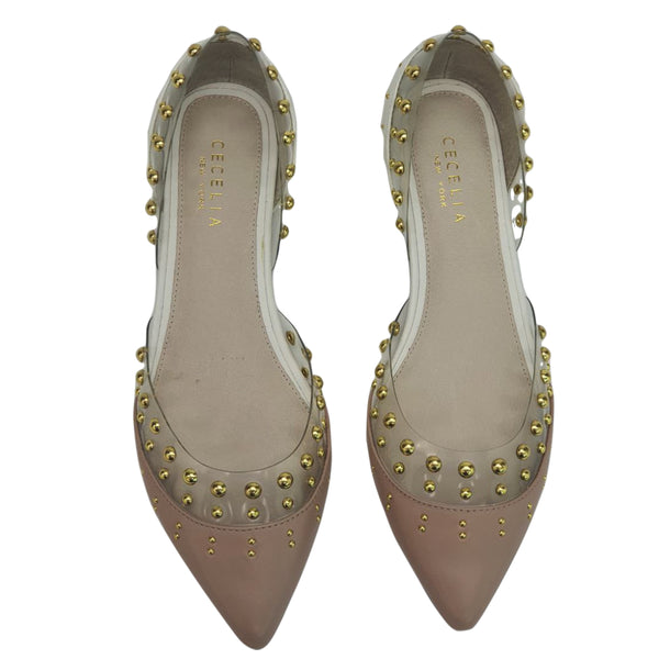 CECELIA New York Women's Bare Clear Alabaster Min Balerina Flats #QTK9528 8 NWT