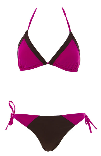 NAILA Women's Triangle Bikini Set Brown/Pink