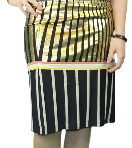 CUSTO BARCELONA Women's Nai Sun Fx Striped Pencil Skirt 293561 $120 NWT
