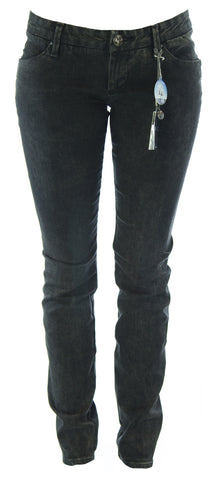 LEROCK Women's Black Faded Straight Leg Slim Fit Denim Jeans Sz 27 NEW
