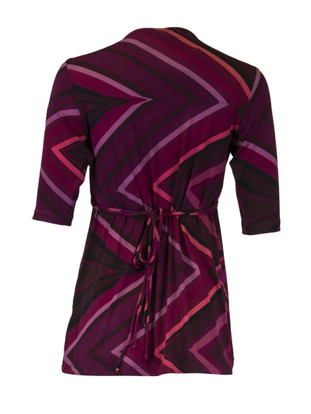 OLIAN Maternity Women's Red Geometric Print Surplice Neck Tunic Top $135 NWT