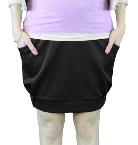 9 FASHION Maternity Osea Black Wide Pleated Satin Finish Skirt Sz S $80 NWT