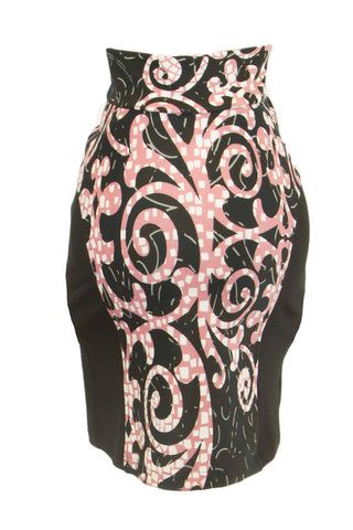 OLIAN Maternity Women's Black Rose Arabesque Print Pencil Skirt Sz XS $78 NWT