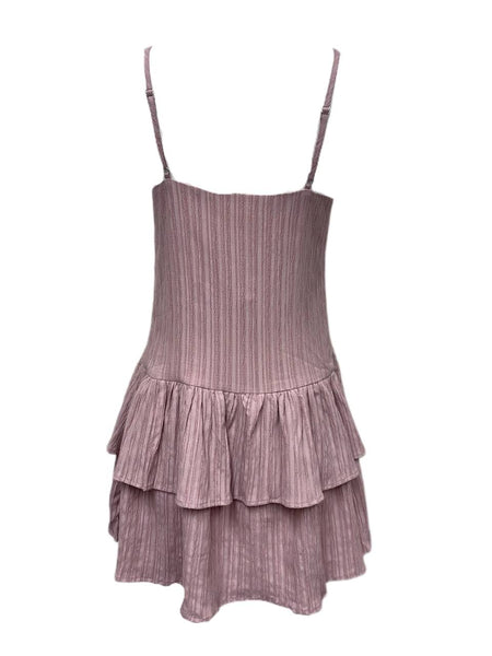 LOST IN LUNAR Women's Pink Sleeveless Ruffle Skirt Mini Dress Size XS NWT