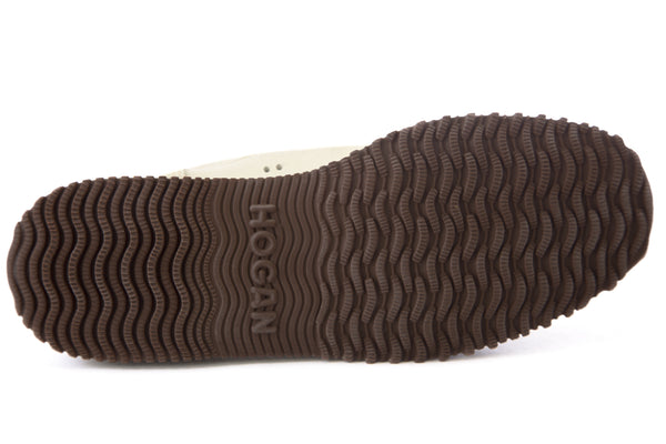 Hogan by TOD'S Womens Polacco Traditional Mid Lace-Up Shoes Off-White