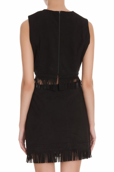 Tamara Mellon Black Suede Fringe Crop Top $595 NEW