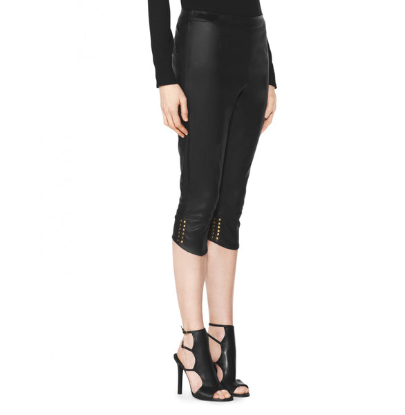 Tamara Mellon of Black Cropped Leather Biker Pants $1,395 NEW