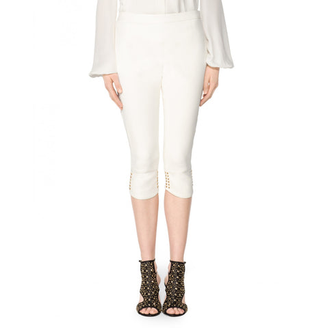 Tamara Mellon of Cream Cropped Leather Biker Pants $1,395 NEW