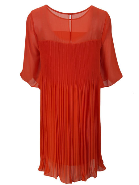 MAEVE Women's Red Sunset Pleated Dress #60218671020 10 NWT