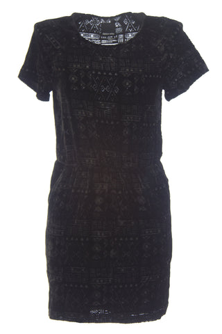 DOLCE VITA Women's Reef Black Aztec Velvet Short Sleeve Blouson Dress $198 NEW