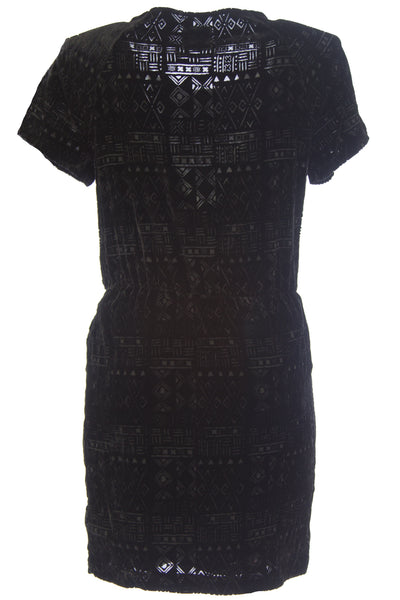 DOLCE VITA Women's Reef Black Aztec Velvet Short Sleeve Blouson Dress $198 NEW