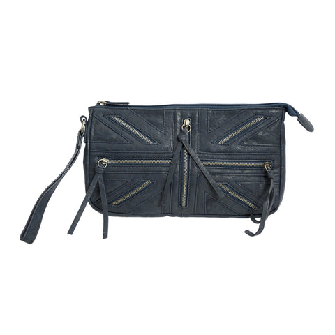 RELIGION Women's Blue Unity Zip Feature Clutch Bag NA1093 $132 NWT