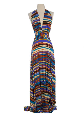 VON VONNI Women's Royal Brown Stripe Transformer Dress Long One Size VVL101 $120