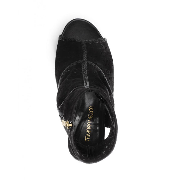 Tamara Mellon Black Suede Wild West Sandals 105MM Heels $1,195 NEW