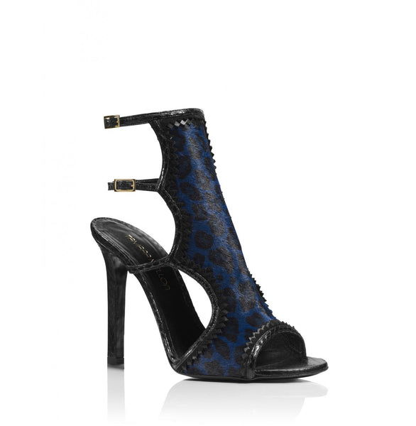 Tamara Mellon Blue/Black Trouble Maker Sandals 105MM Heels $995