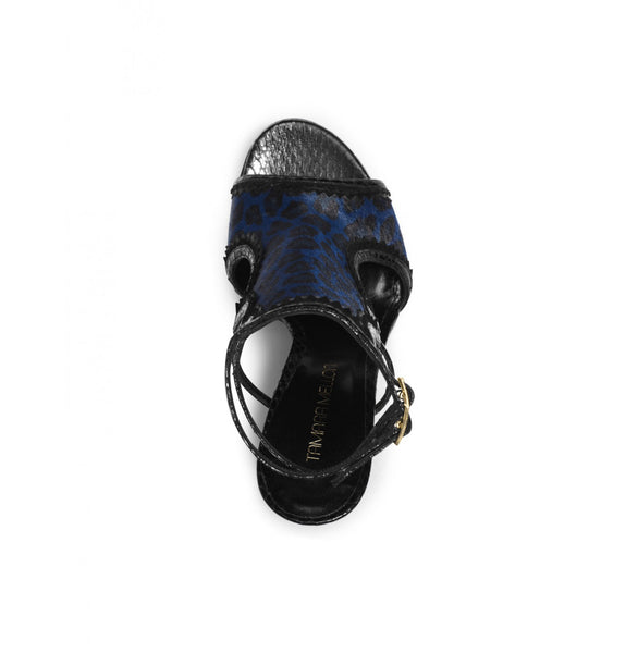 Tamara Mellon Blue/Black Trouble Maker Sandals 105MM Heels $995
