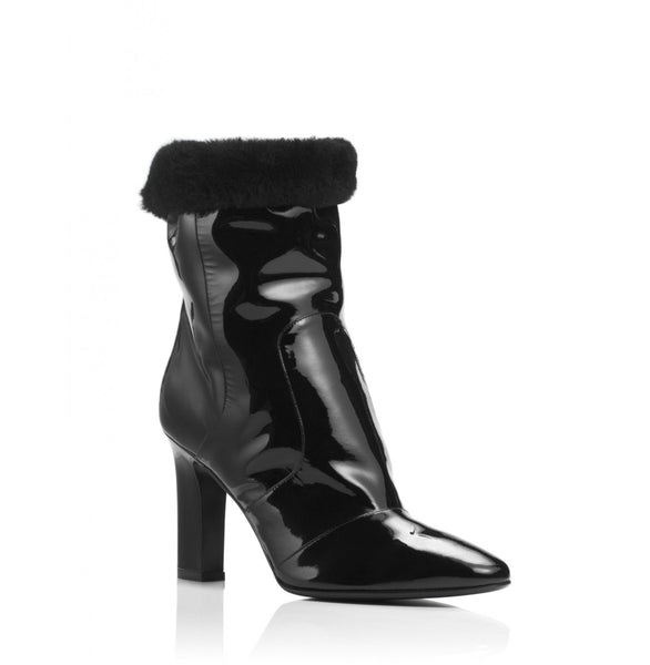 Tamara Mellon Patent/Shearling Crush Boots 90MM Heels $1,895 NEW