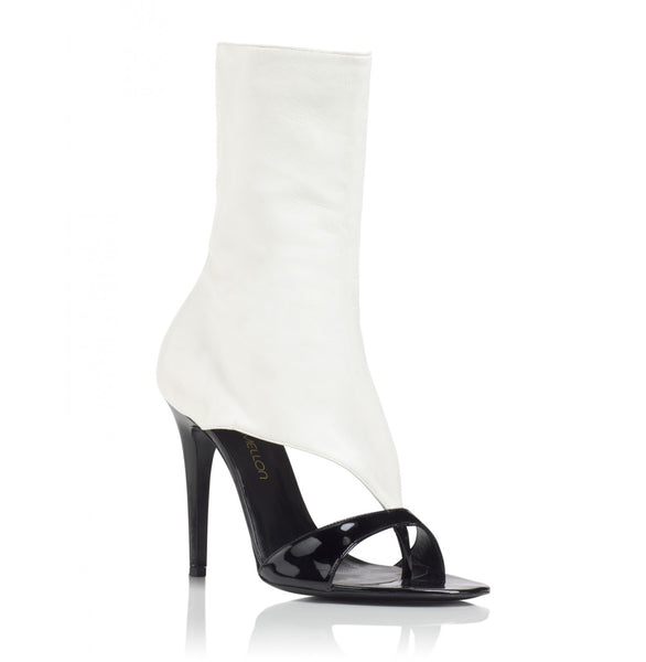 Tamara Mellon Blk/Cream Basic Instinct Sandal 105MM Heels $995 NEW