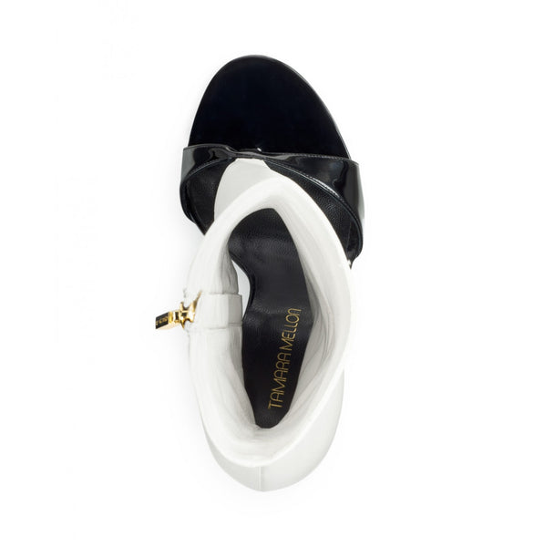 Tamara Mellon Blk/Cream Basic Instinct Sandal 105MM Heels $995 NEW