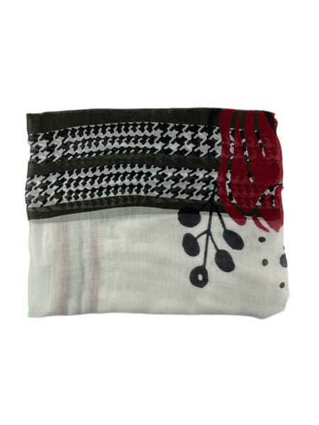 Marina Rinaldi Women's Red Sabir Floral Printed 45"x45" Scarf One Size NWT