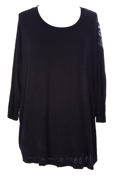 SURFACE TO AIR Women's Black Printed Section Tee $170 NEW