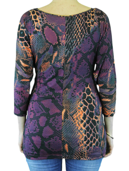 9 FASHION Maternity Sendi Multi-Color Snake Print 3/4 Sleeve Blouse Sz S $69 NWT