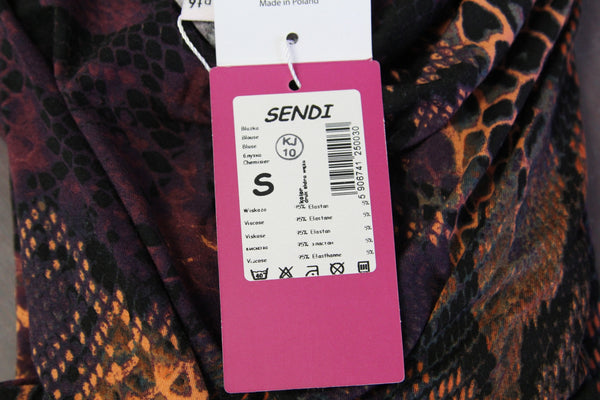9 FASHION Maternity Sendi Multi-Color Snake Print 3/4 Sleeve Blouse Sz S $69 NWT