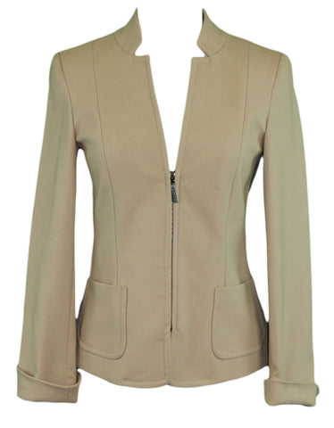 SEVENTY Women's Camel Zip Up Long Sleeve Jacket Blazer 7802200 $372 NWOT